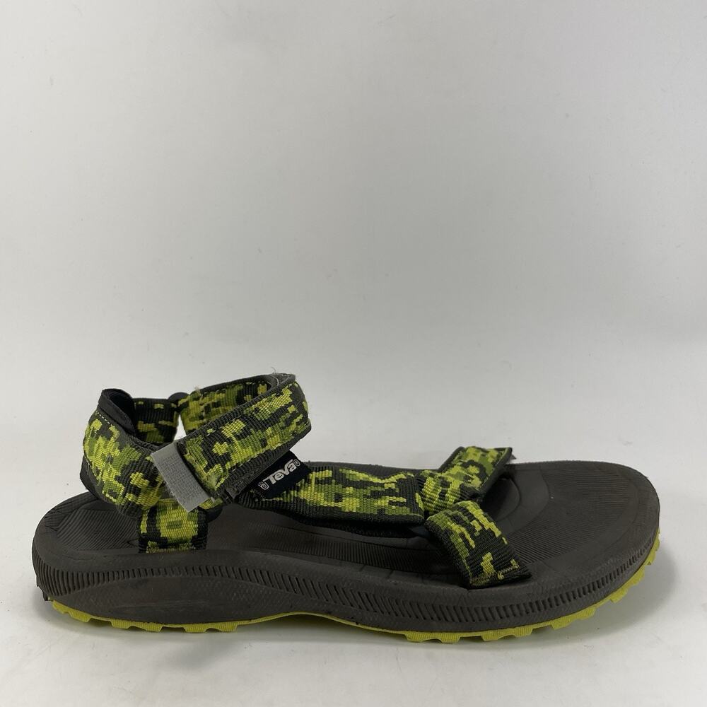 Teva Hurricane 3 Sandals Kids Size 4 Neon Green Black Camo Sport Strapback